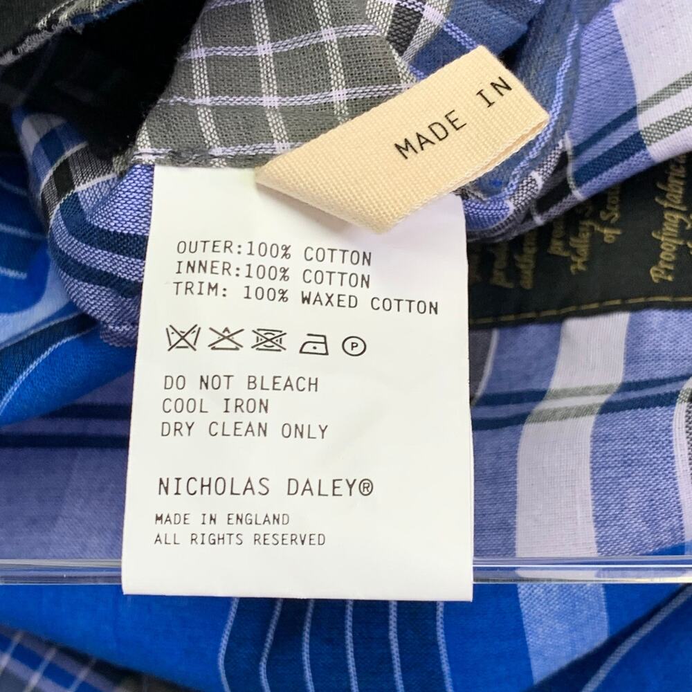 NICHOLAS DALEY Size M Blue Brown Plaid Cotton Side Ties Shirt Jacket - Picture 9 of 10